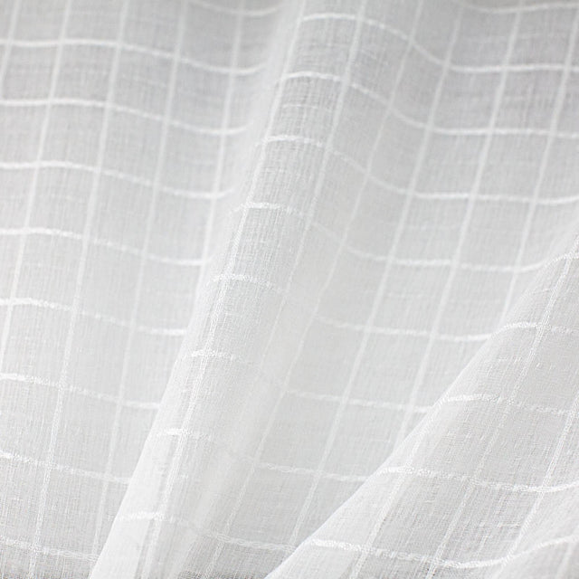 Cobb Fabric Square Sheer Fabric - Ivory/White Square Pattern, 110" Width (1 Yard)