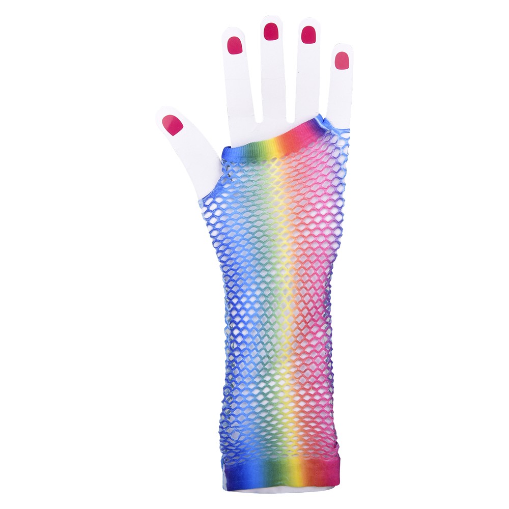 Rainbow Fishnet Fingerless Long Glove (1 DZ)