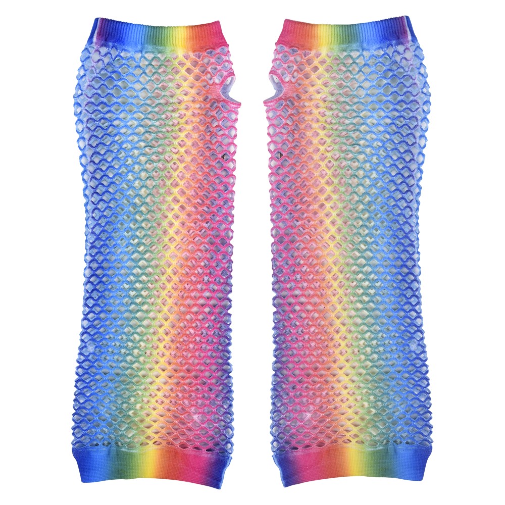 Rainbow Fishnet Fingerless Long Glove (1 DZ)