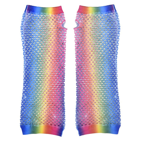 Rainbow Fishnet Fingerless Long Glove (1 DZ)