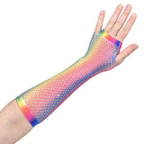 Rainbow Fishnet Fingerless Long Glove (1 DZ)