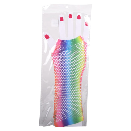 Rainbow Fishnet Fingerless Long Glove (1 DZ)