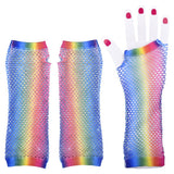 Rainbow Fishnet Fingerless Long Glove (1 DZ)