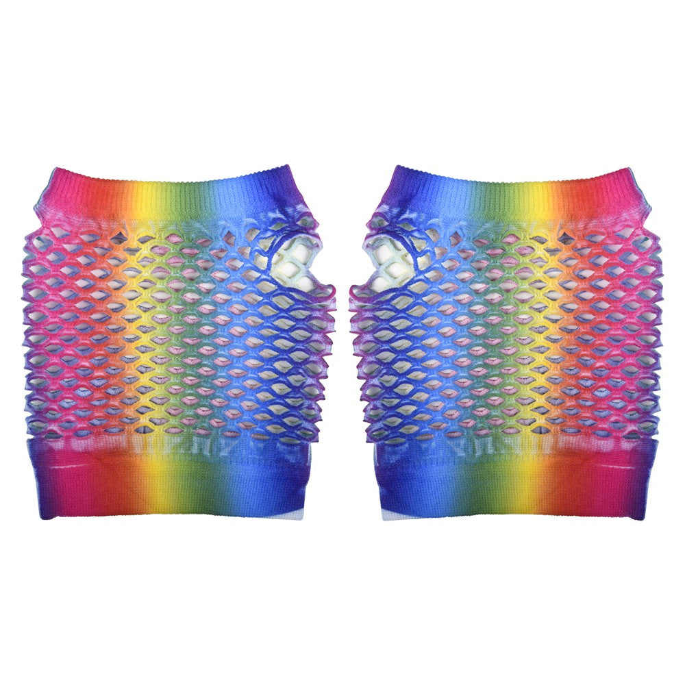 Rainbow Fishnet Fingerless Wrist Gloves (1 DZ)