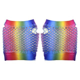 Rainbow Fishnet Fingerless Wrist Gloves (1 DZ)