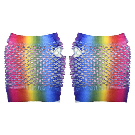 Rainbow Fishnet Fingerless Wrist Gloves (1 DZ)