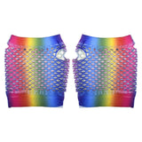 Rainbow Fishnet Fingerless Wrist Gloves (1 DZ)