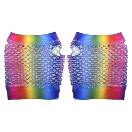 Rainbow Fishnet Fingerless Wrist Gloves (1 DZ)