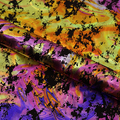 Flashy Marble Foiled Spandex Fabric - Marble Foil, Blue, 60" Width (1 Yard)