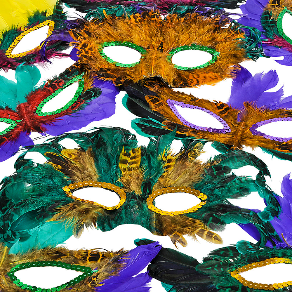 Mardi Gras Feather Masks (50 PCK)