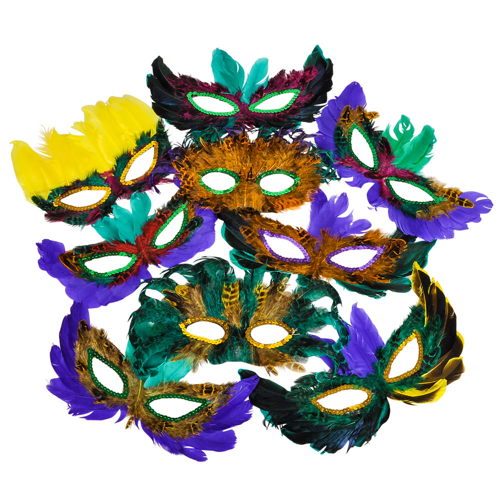 Mardi Gras Feather Masks (50 PCK)