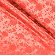 Coral Satin Jacquard Roses Fabric, Default Title