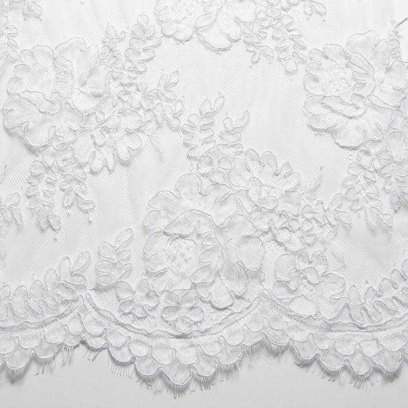 1 Yard Luxurious Corded Chantilly Lace Fabric with Floral Pattern 54" Wide