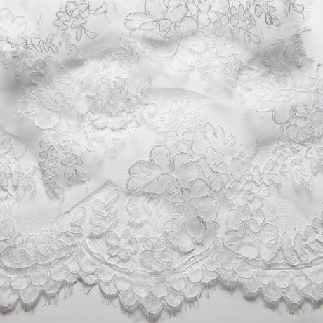 1 Yard Luxurious Corded Chantilly Lace Fabric with Floral Pattern 54" Wide