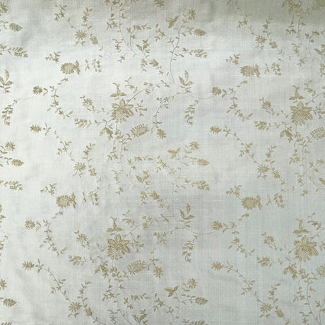Cornelia Floral Embroidered Silk Fabric - Bamboo, Brass, Bronze, Fawn, Fire, Sand, Taupe, 54" Width (1 Yard)
