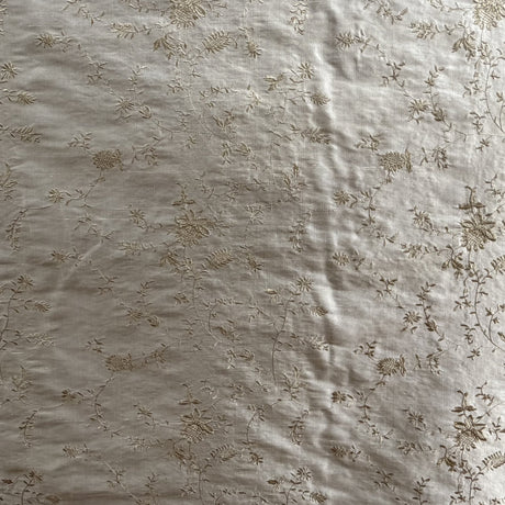 Cornelia Floral Embroidered Silk Fabric - Bamboo, Brass, Bronze, Fawn, Fire, Sand, Taupe, 54" Width (1 Yard)