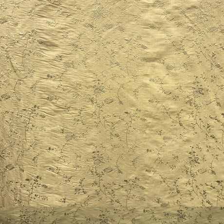 Cornelia Floral Embroidered Silk Fabric - Bamboo, Brass, Bronze, Fawn, Fire, Sand, Taupe, 54" Width (1 Yard)