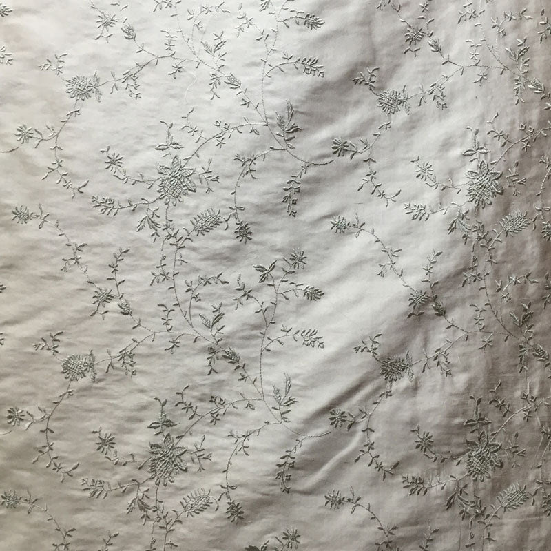 Cornelia Floral Embroidered Silk Fabric - Bamboo, Brass, Bronze, Fawn, Fire, Sand, Taupe, 54" Width (1 Yard)