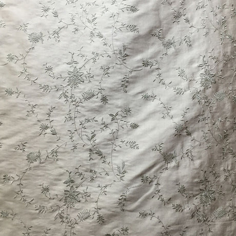 Cornelia Floral Embroidered Silk Fabric - Bamboo, Brass, Bronze, Fawn, Fire, Sand, Taupe, 54" Width (1 Yard)