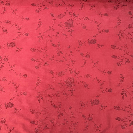 Cornelia Floral Embroidered Silk Fabric - Bamboo, Brass, Bronze, Fawn, Fire, Sand, Taupe, 54" Width (1 Yard)
