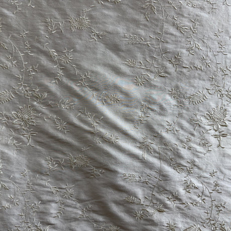 Cornelia Floral Embroidered Silk Fabric - Bamboo, Brass, Bronze, Fawn, Fire, Sand, Taupe, 54" Width (1 Yard)