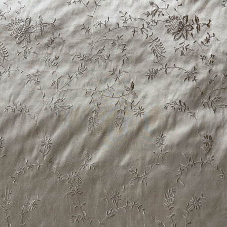 Cornelia Floral Embroidered Silk Fabric - Bamboo, Brass, Bronze, Fawn, Fire, Sand, Taupe, 54" Width (1 Yard)