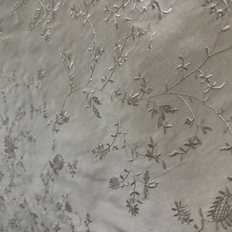 Cornelia Floral Embroidered Silk Fabric - Bamboo, Brass, Bronze, Fawn, Fire, Sand, Taupe, 54" Width (1 Yard)