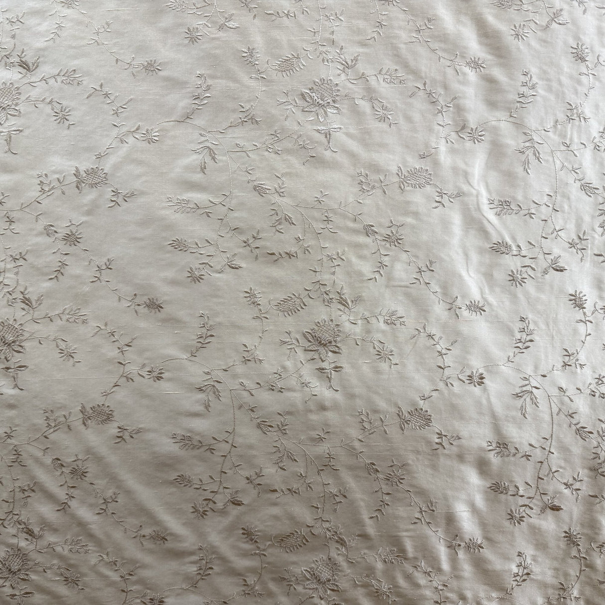 Cornelia Floral Embroidered Silk Fabric - Bamboo, Brass, Bronze, Fawn, Fire, Sand, Taupe, 54" Width (1 Yard)