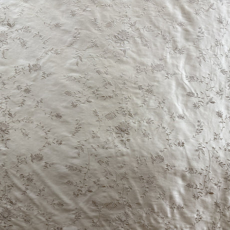 Cornelia Floral Embroidered Silk Fabric - Bamboo, Brass, Bronze, Fawn, Fire, Sand, Taupe, 54" Width (1 Yard)