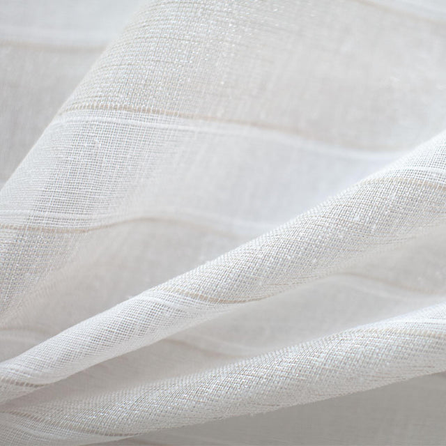 Costello Fabric Metallic Sheer Striped Fabric - Beige, Gray, 118" Width (1 Yard)