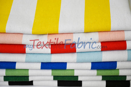 10 Oz 100% Cotton Canvas 2" Stripe Fabric - Multiple Colors, 60" Wide (1 Yard)