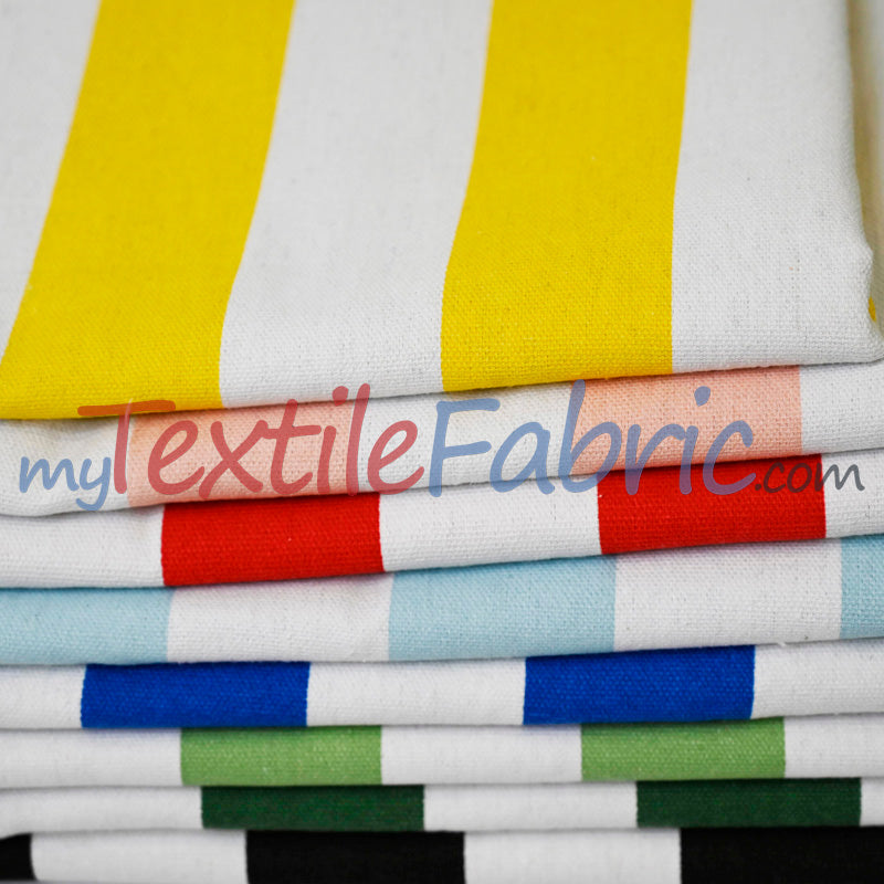 10 Oz 100% Cotton Canvas 2" Stripe Fabric - Multiple Colors, 60" Wide (1 Yard)
