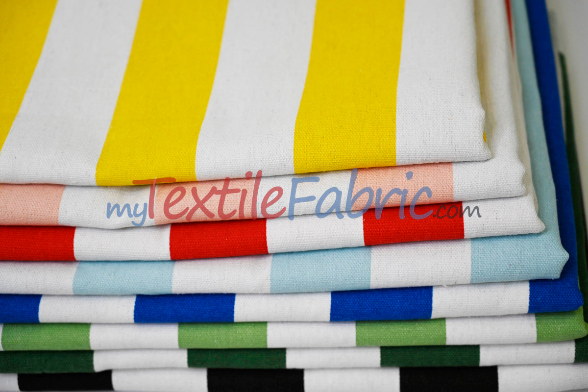 10 Oz 100% Cotton Canvas 2" Stripe Fabric - Multiple Colors, 60" Wide (1 Yard)