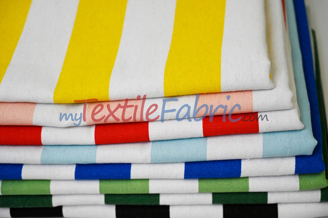 10 Oz 100% Cotton Canvas 2" Stripe Fabric - Multiple Colors, 60" Wide (1 Yard)