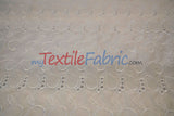 Cotton Eyelet Embroidery Design Six Polyester Cotton Fabric - White Blossom Floral Eyelet Embroidery, 52" Wide (Yards)
