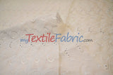 Cotton Eyelet Embroidery Design Six Polyester Cotton Fabric - White Blossom Floral Eyelet Embroidery, 52" Wide (Yards)