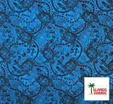 Tiki Turtle All Over 100 Percent Cotton Fabric - All Over Turtle Print, 45" Width (1 Yard)