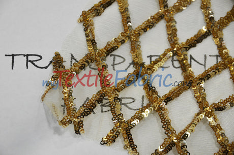 Luxury Glitz Sequins Lace Fabric - 100 Percent Polyester, Sheer Mesh Sequins Embroidery, Multiple Colors, 54" Width (By The Yard)
