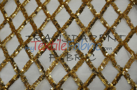 Luxury Glitz Sequins Lace Fabric - 100 Percent Polyester, Sheer Mesh Sequins Embroidery, Multiple Colors, 54" Width (By The Yard)