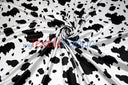 White Black Cow Charmeuse Satin Fabric - White Black Cow Print, 58/60" Width (1 Yard)