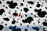 White Black Cow Charmeuse Satin Fabric - White Black Cow Print, 58/60" Width (1 Yard)