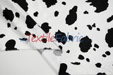 White Black Cow Charmeuse Satin Fabric - White Black Cow Print, 58/60" Width (1 Yard)