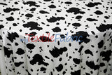 White Black Cow Charmeuse Satin Fabric - White Black Cow Print, 58/60" Width (1 Yard)