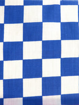 Poly Cotton Printed Square Checkered Fabric Royal White