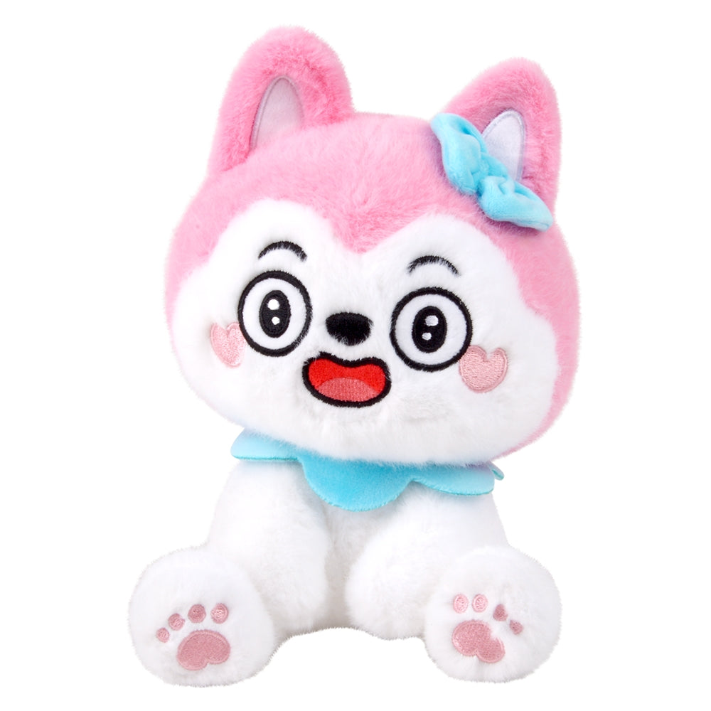 Plush Sitting Dog Pink 9"
