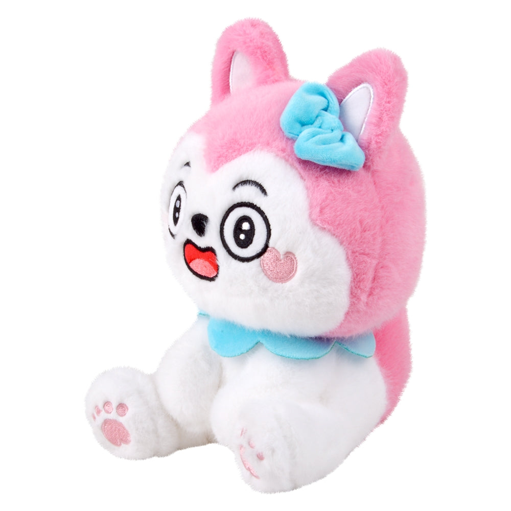 Plush Sitting Dog Pink 9"