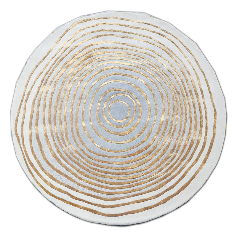 Beluga Tufted Design 50 Wool Viscose Area Rug - Ivory Grey Gold, Hand Tufted, Round (6' X 6' Round)
