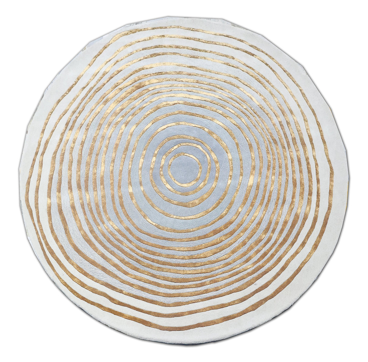 Beluga Tufted Design 50 Wool Viscose Area Rug - Ivory Grey Gold, Hand Tufted, Round (6' X 6' Round)