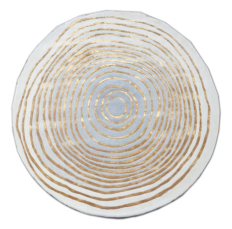 Beluga Tufted Design 50 Wool Viscose Area Rug - Ivory Grey Gold, Hand Tufted, Round (6' X 6' Round)