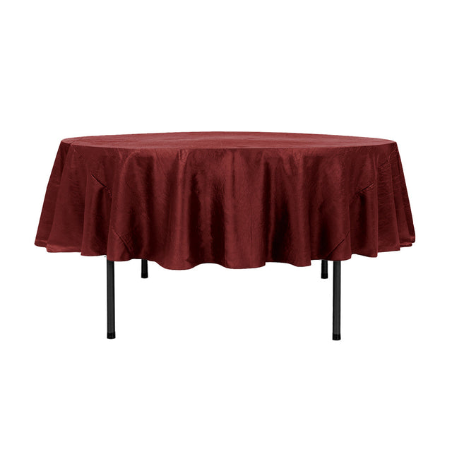 90″ Cranberry Crinkle Crushed Taffeta Round Tablecloth